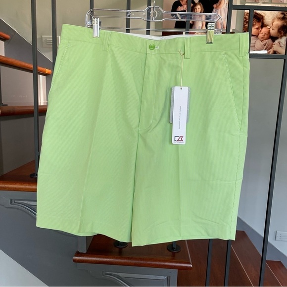 NWT Cutter & Buck Golf Shorts green pinstriped size 36 DryTech - Picture 3 of 14